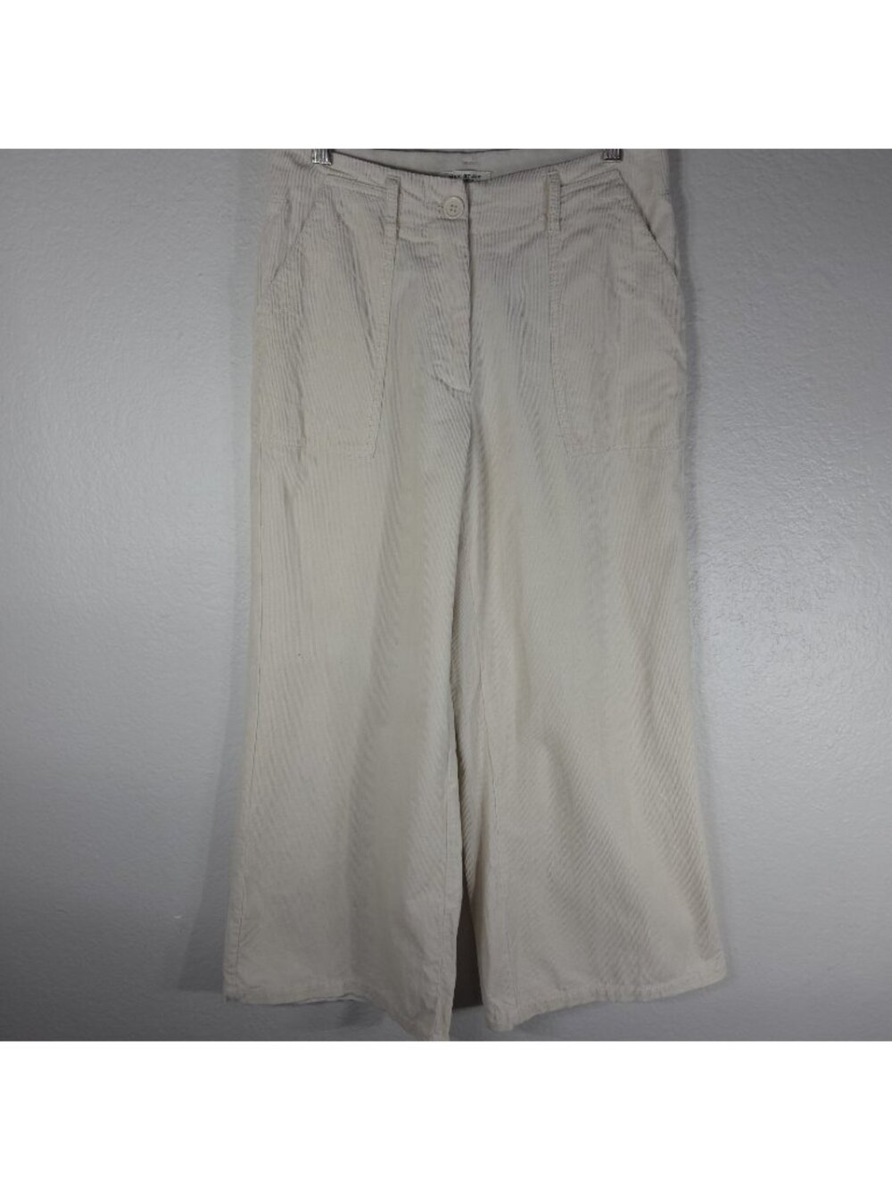 Max Studio Cream Cotton Corduroy Wide Leg Pants Cropped Women's Size S